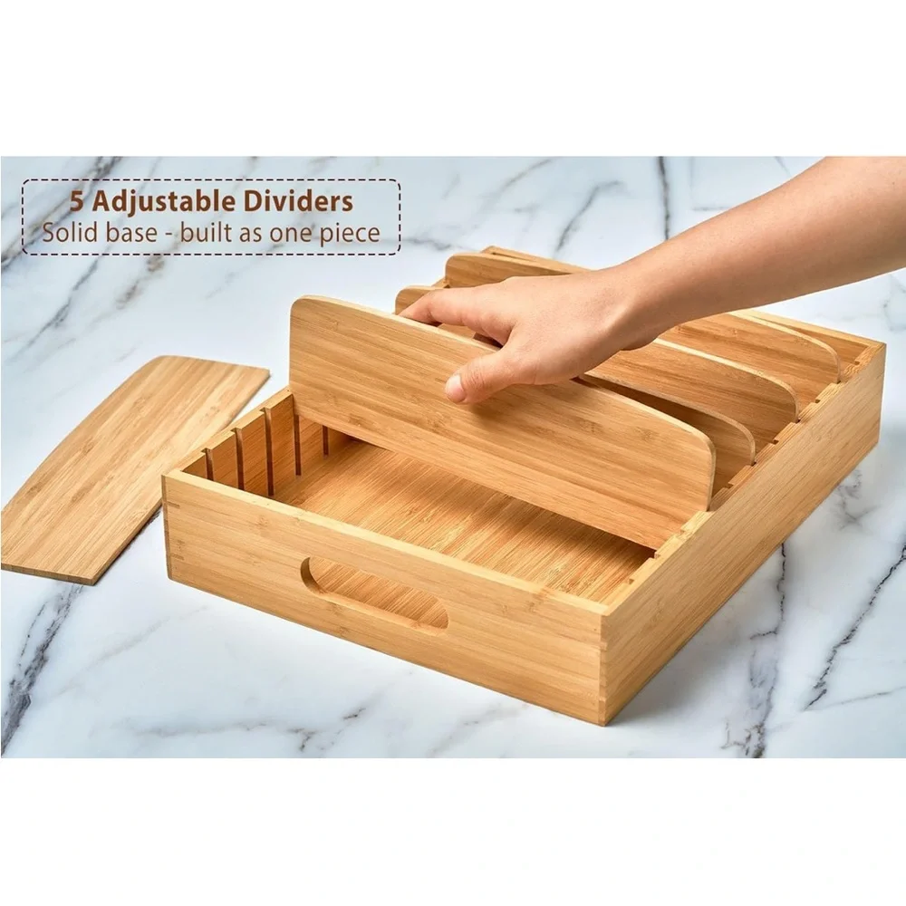 Bamboo Pantry Organizer Bin - Natural Bamboo Kitchen Storage